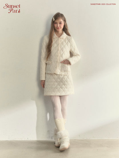 Reversible Quilted Doll Collar Jacket &amp; Skirt Set