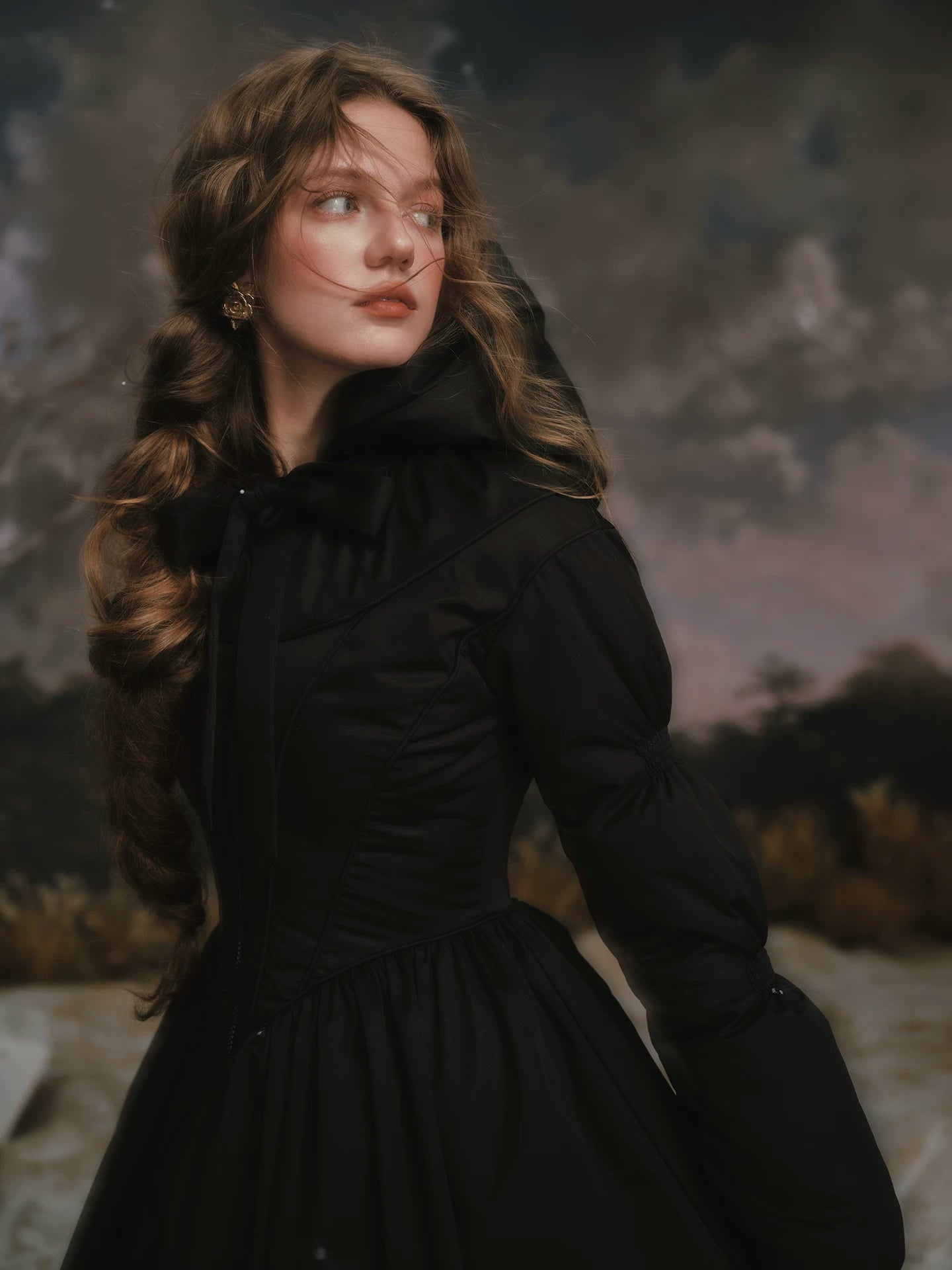 French Tailored Long Black Down Coat