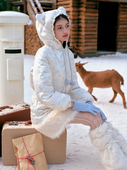 French Sweet Quilted Down Dress &amp; Jacket Set