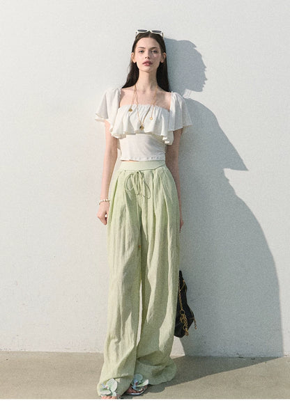 Mint Dream Shimmer Off-Shoulder T-Shirt