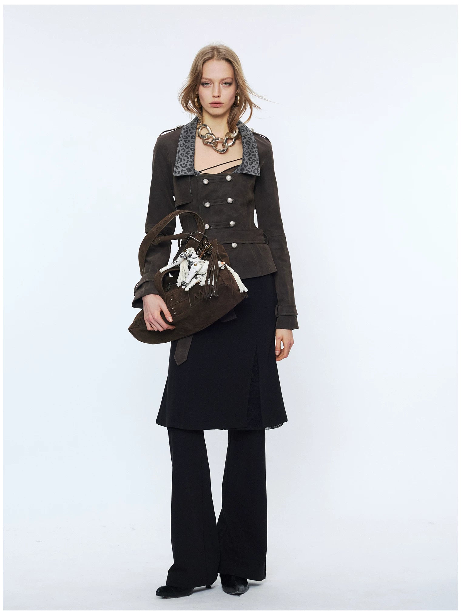 Punk Suede Short Trench Jacket