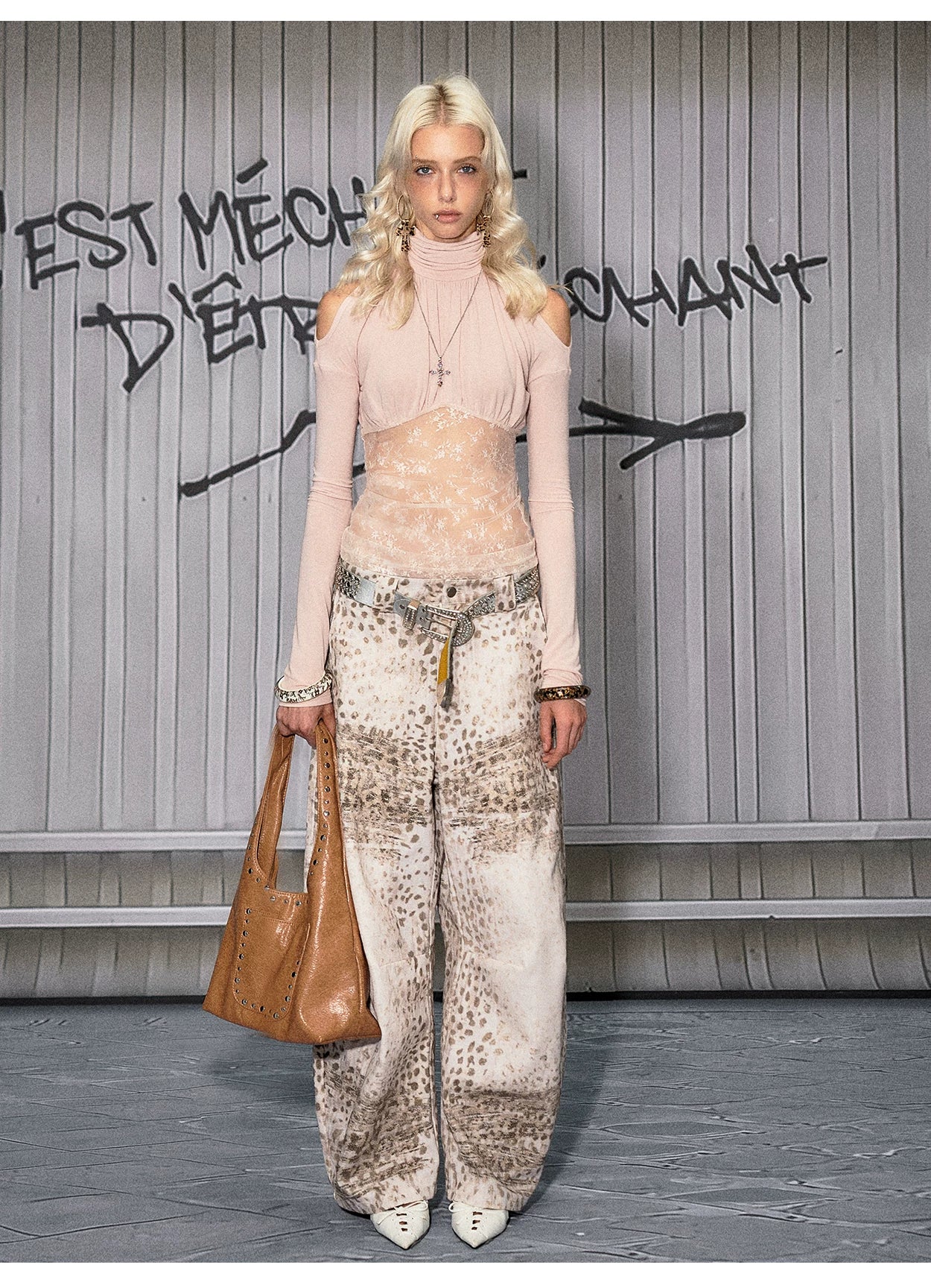 Lace Ruched Mock-Neck Long-Sleeve Base layer