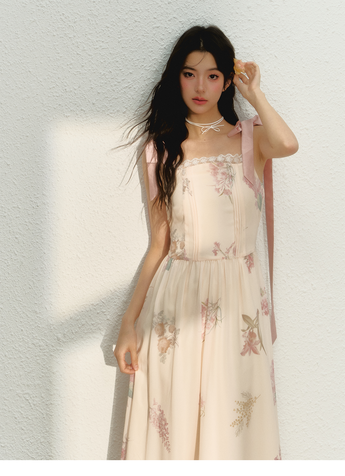 Lace Floral Spaghetti Strap Dress - CHINASQUAD