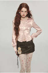 Stretchy Herringbone Satin Shirt - CHINASQUAD