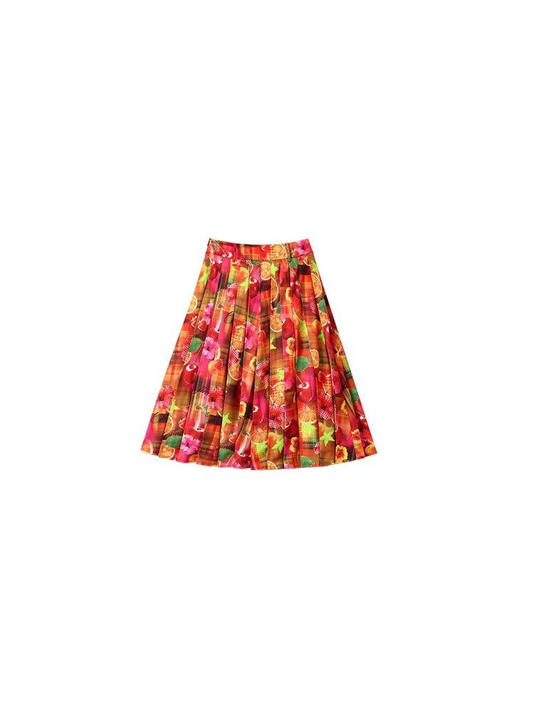 Fruit Printed Low-waist A-line Skirt - CHINASQUAD