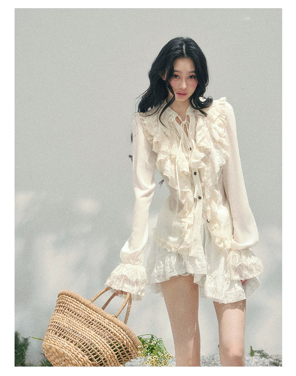 Vintage Lace Ruffle Shirt