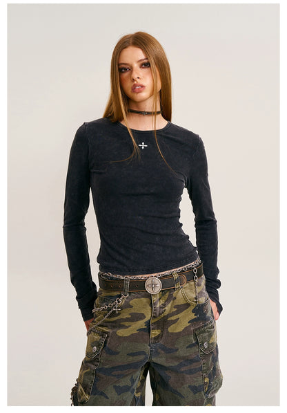 Compass Badge Leather Choker
