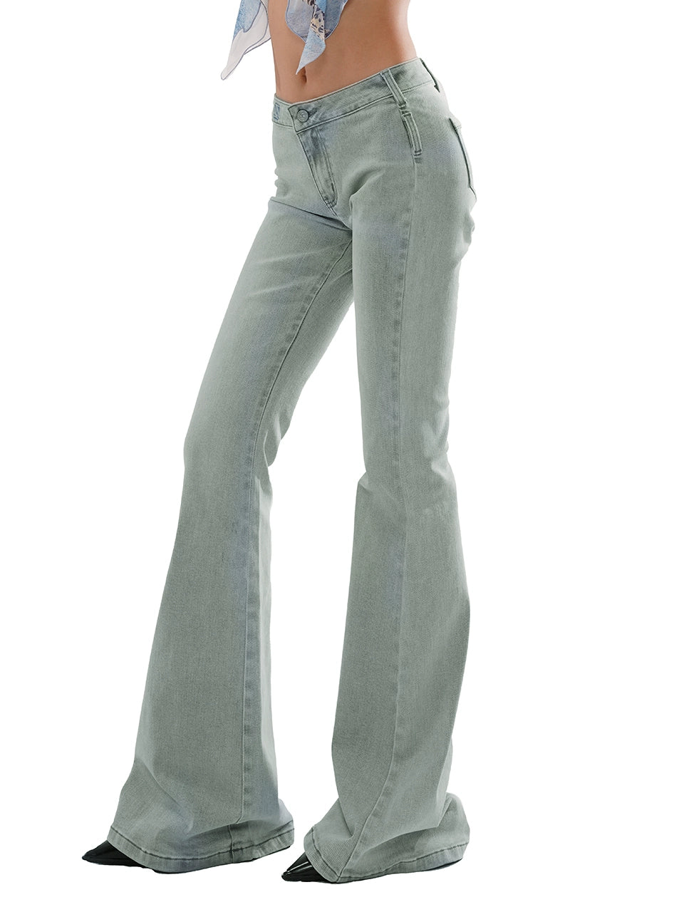 Blue Slim Fit Stretch Flare Jeans