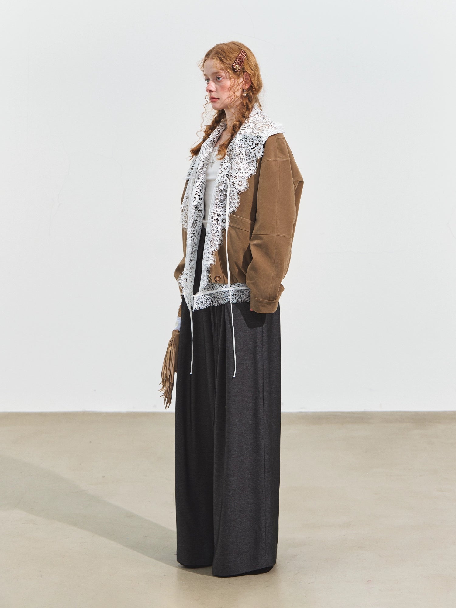 Cuffed Waist Draped Tailored Pants