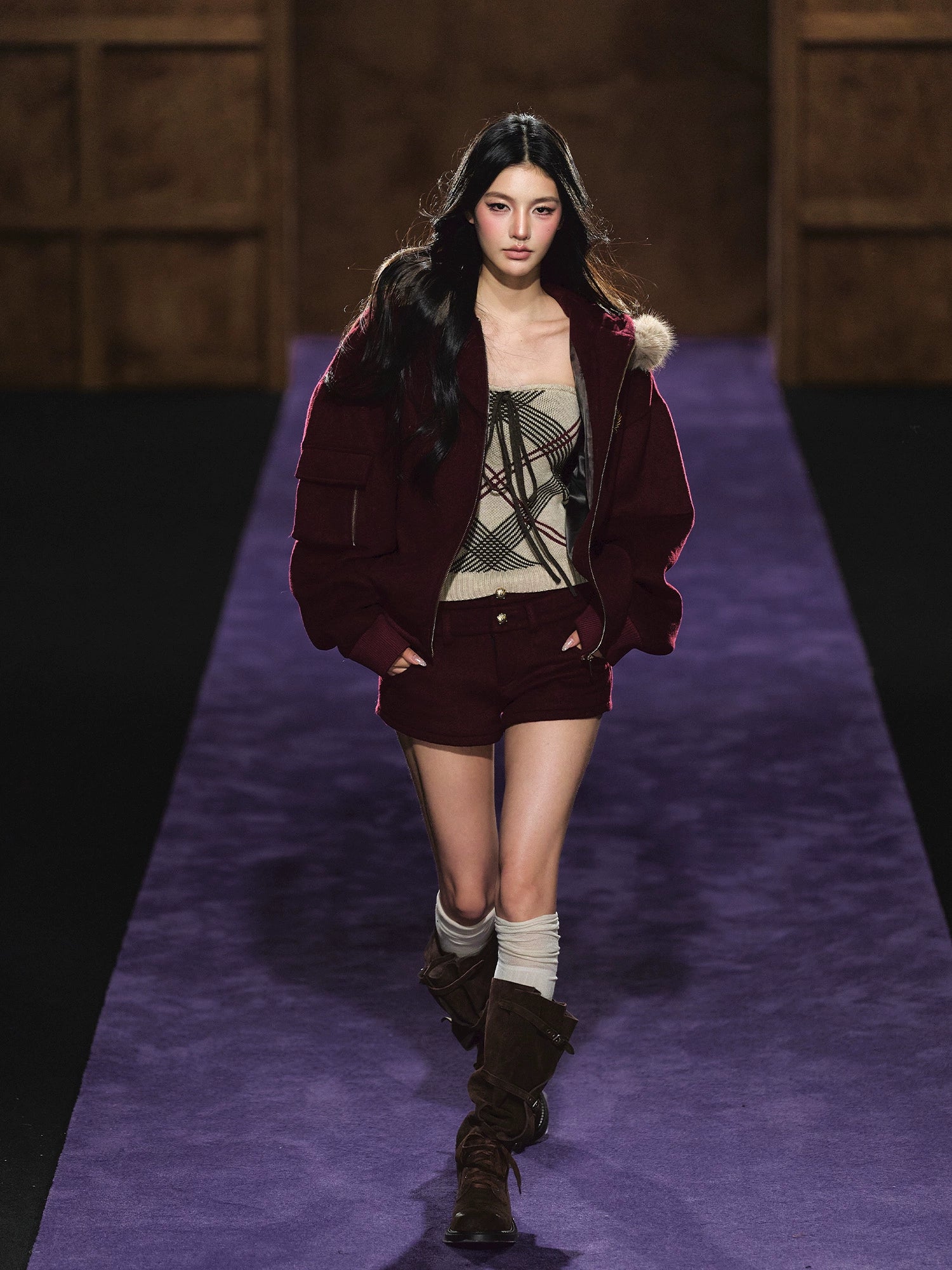 Wool-Blend Heart Yarn Cropped Knit Tube Top