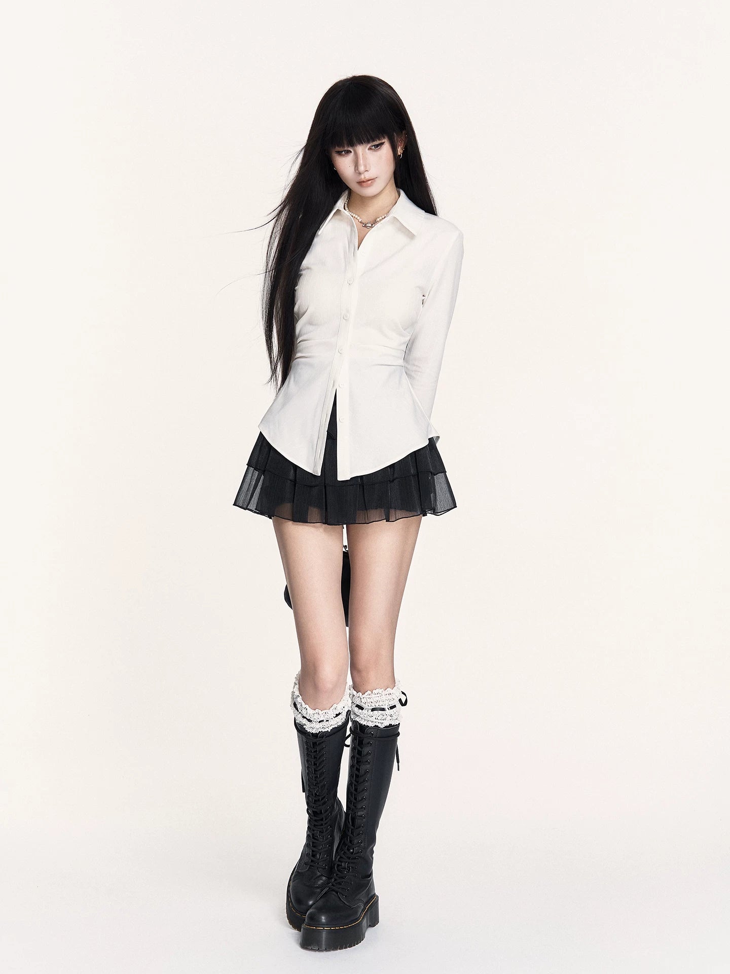 Japanese Striped Waist-Cinching Shirt