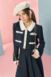 Doll collar college Jacket & Long Skirt Set - CHINASQUAD