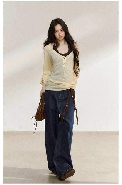 Textured Silk-Blend V-Neck Pullover &amp; Tank Top Set