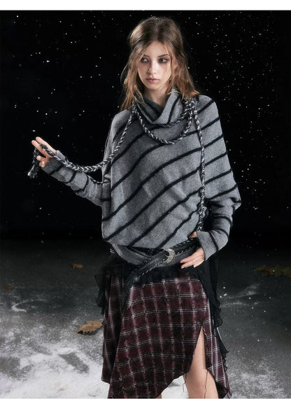 Diagonal Stripe Batwing Sweater