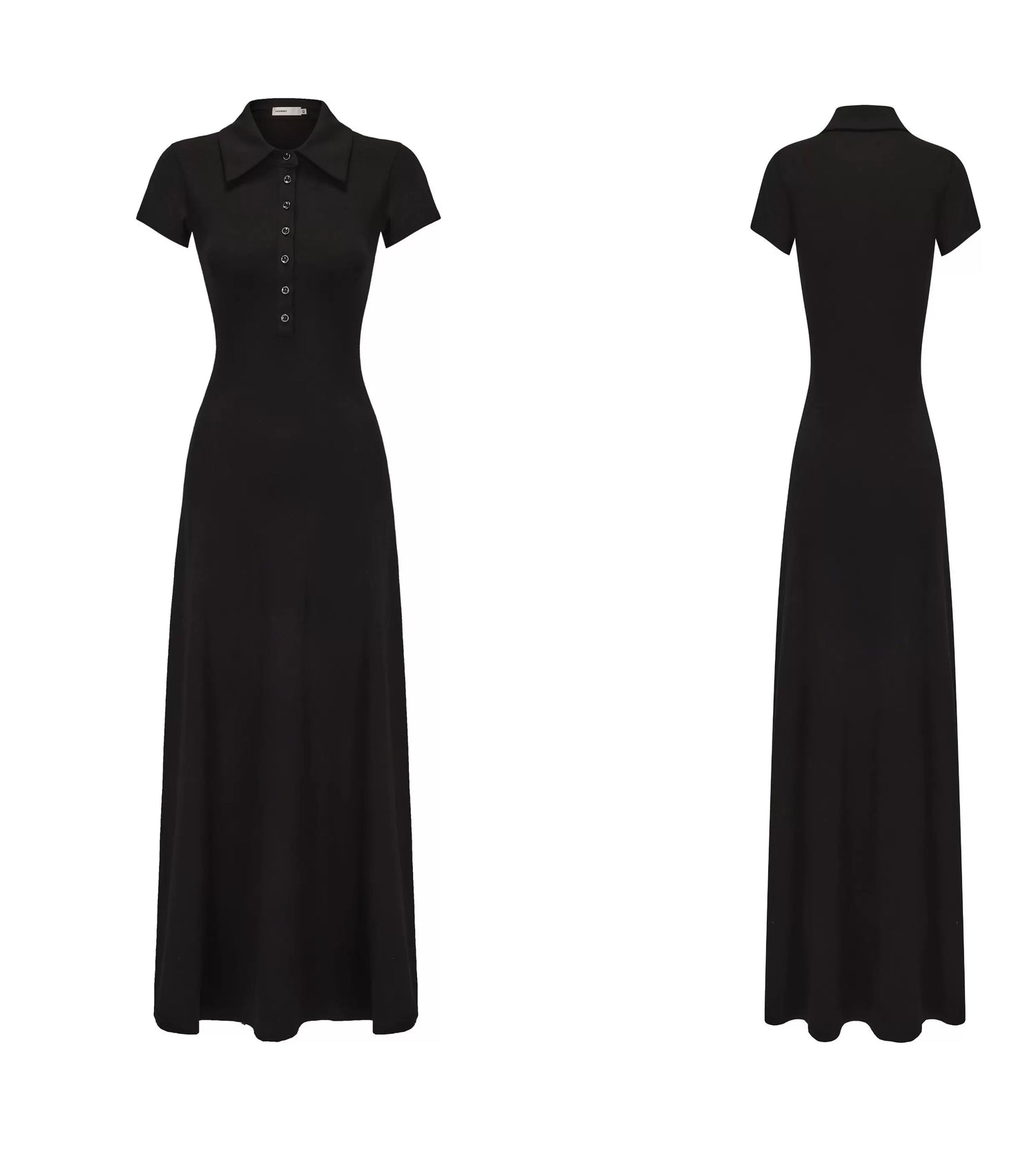 Half-Placket Polo Collar Knit Maxi Dress