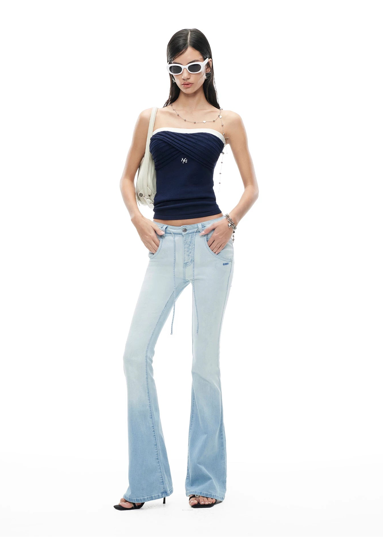 Lace Knit Camisole with Color-Blocked Trim