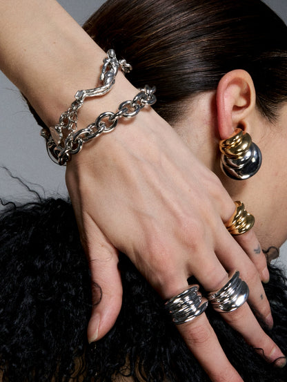 Reconstructed Dual-Tone Layered Punk Ring