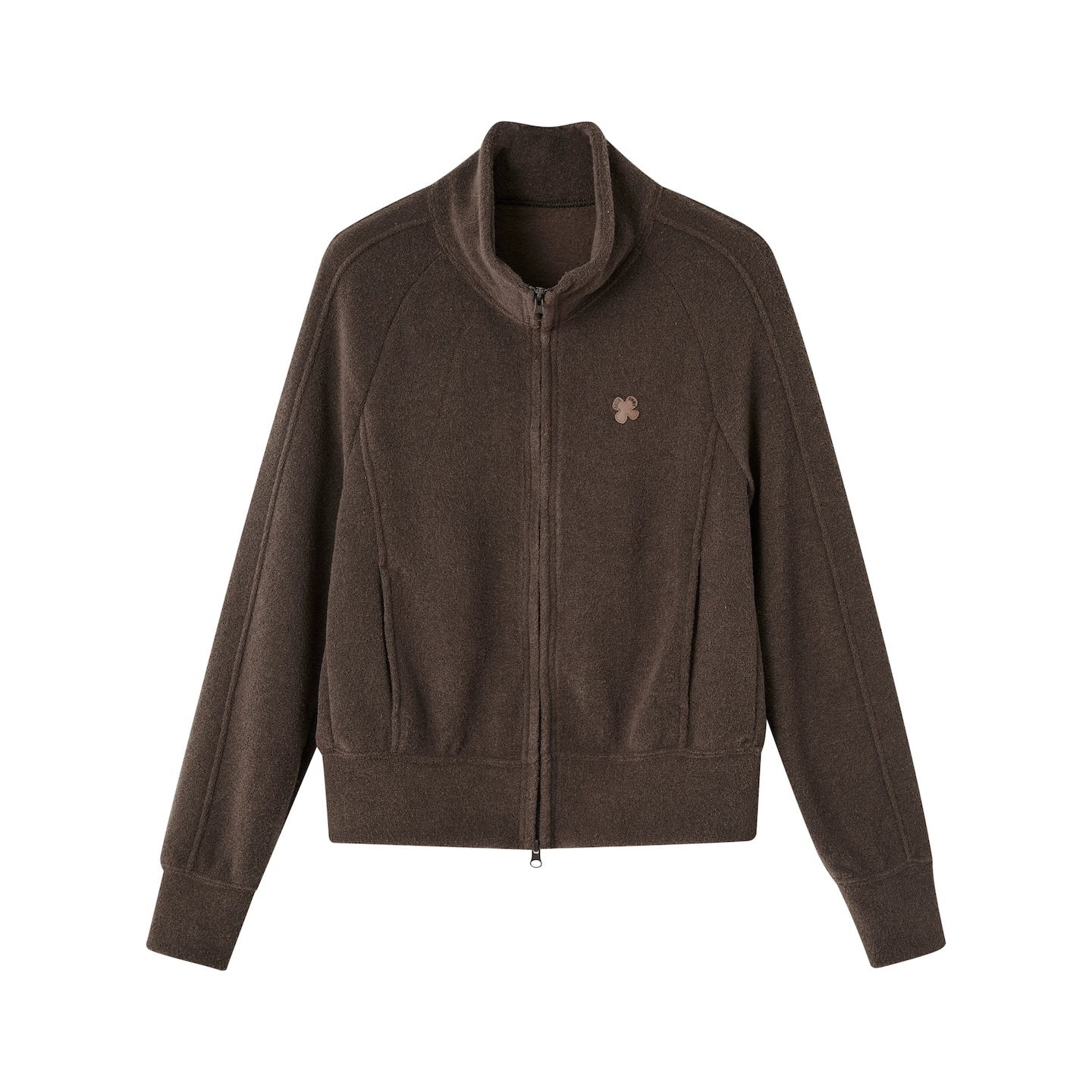 Plush Terry Fleece High-Neck Zip-up Sweatshirt &amp; Banana Pants Set