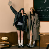 Coffee Double-breasted Wool Coat - CHINASQUAD