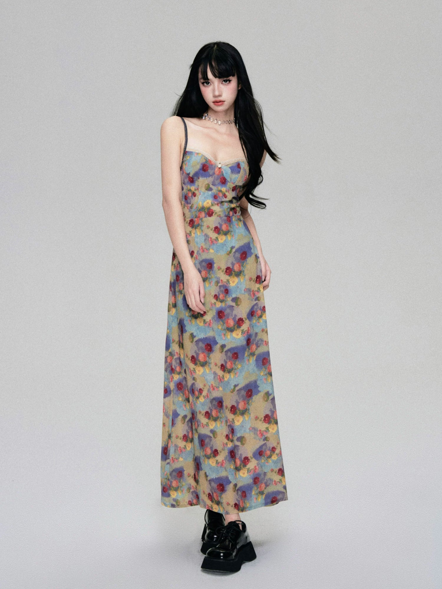 French Vintage Floral Slip Dress