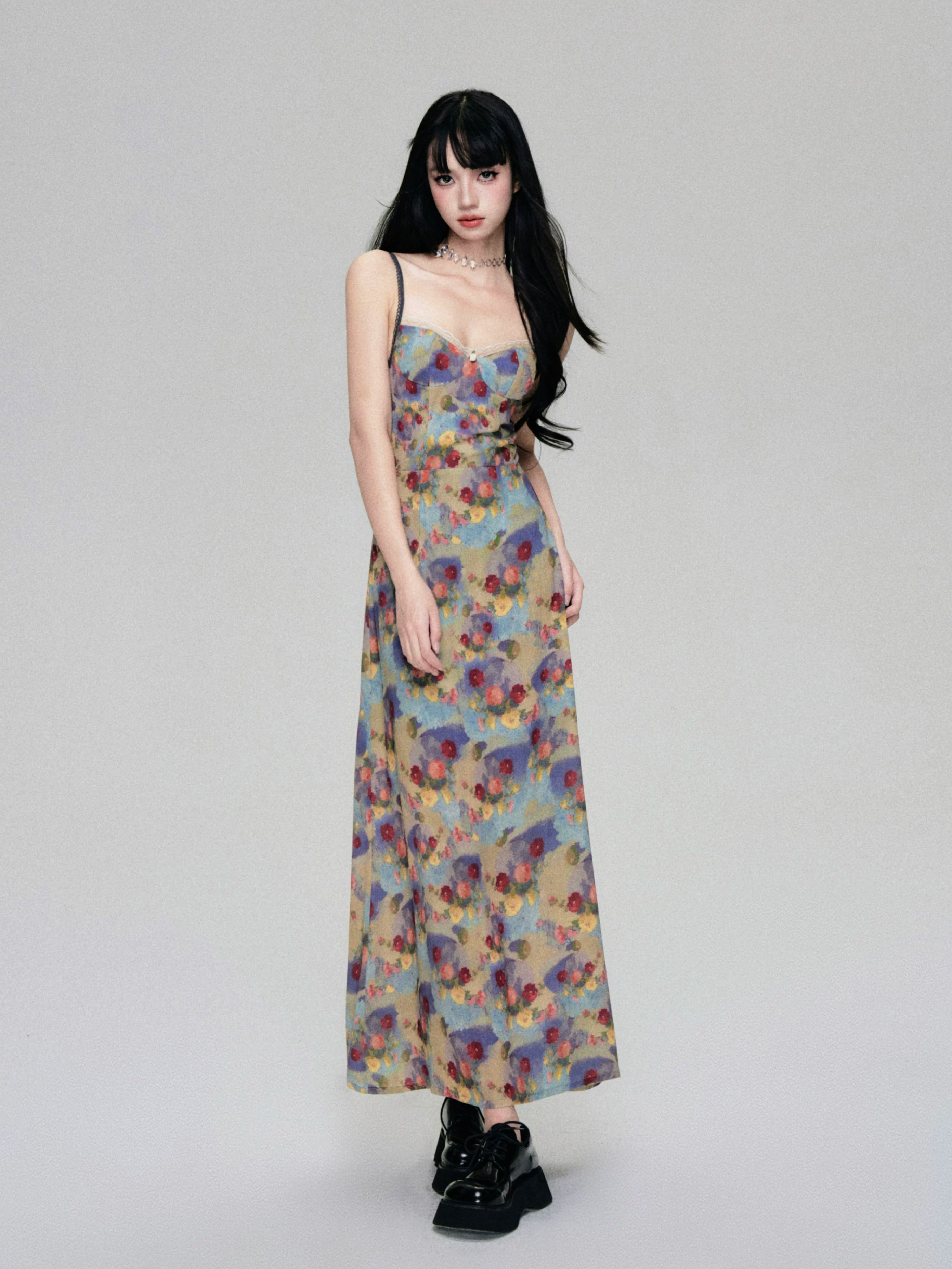 French Vintage Floral Slip Dress