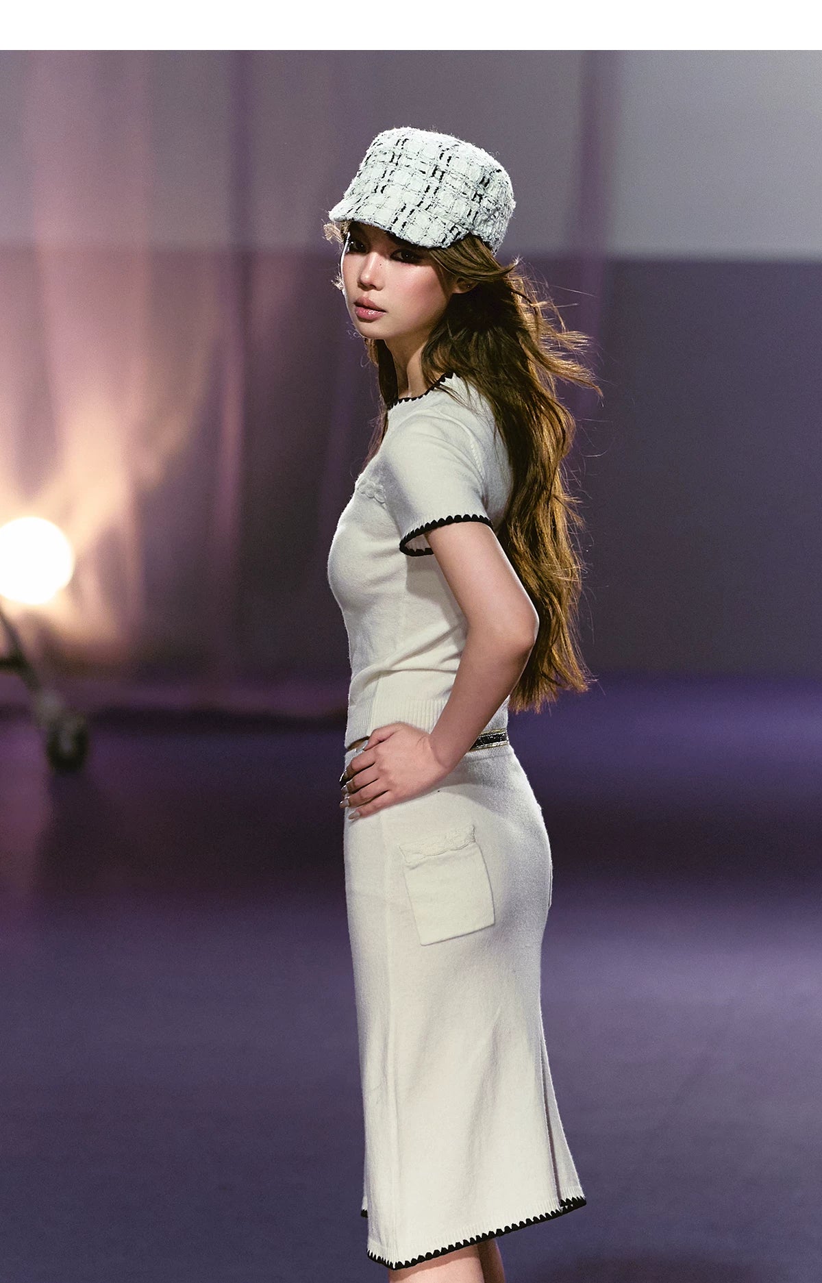Soft Wool Blend Fitted Tee &amp; A-Line Skirt Set