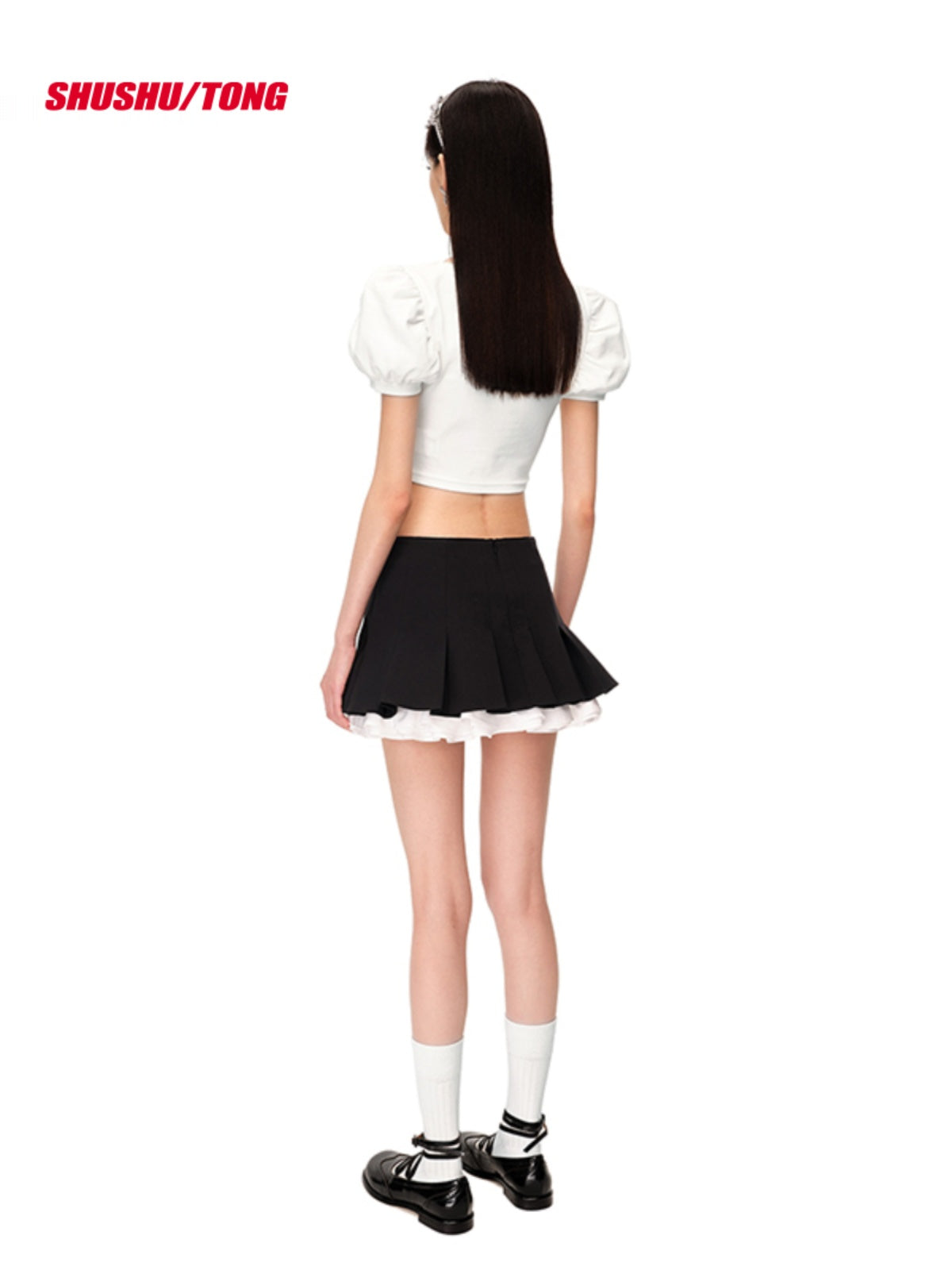 Black &amp; Gray Pleated A-line Mini Skirt - CHINASQUAD
