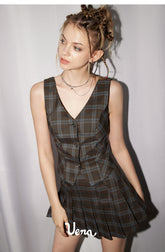 Plaid Slim Fit Vest - CHINASQUAD