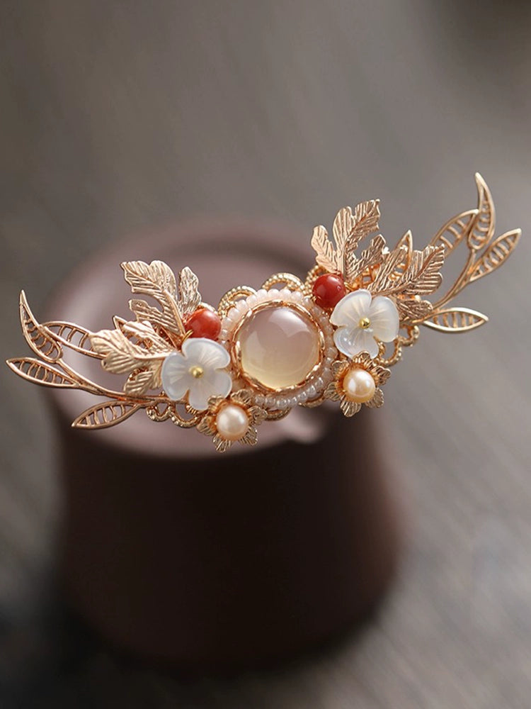 Handmade Pearl and Agate Hair Crown