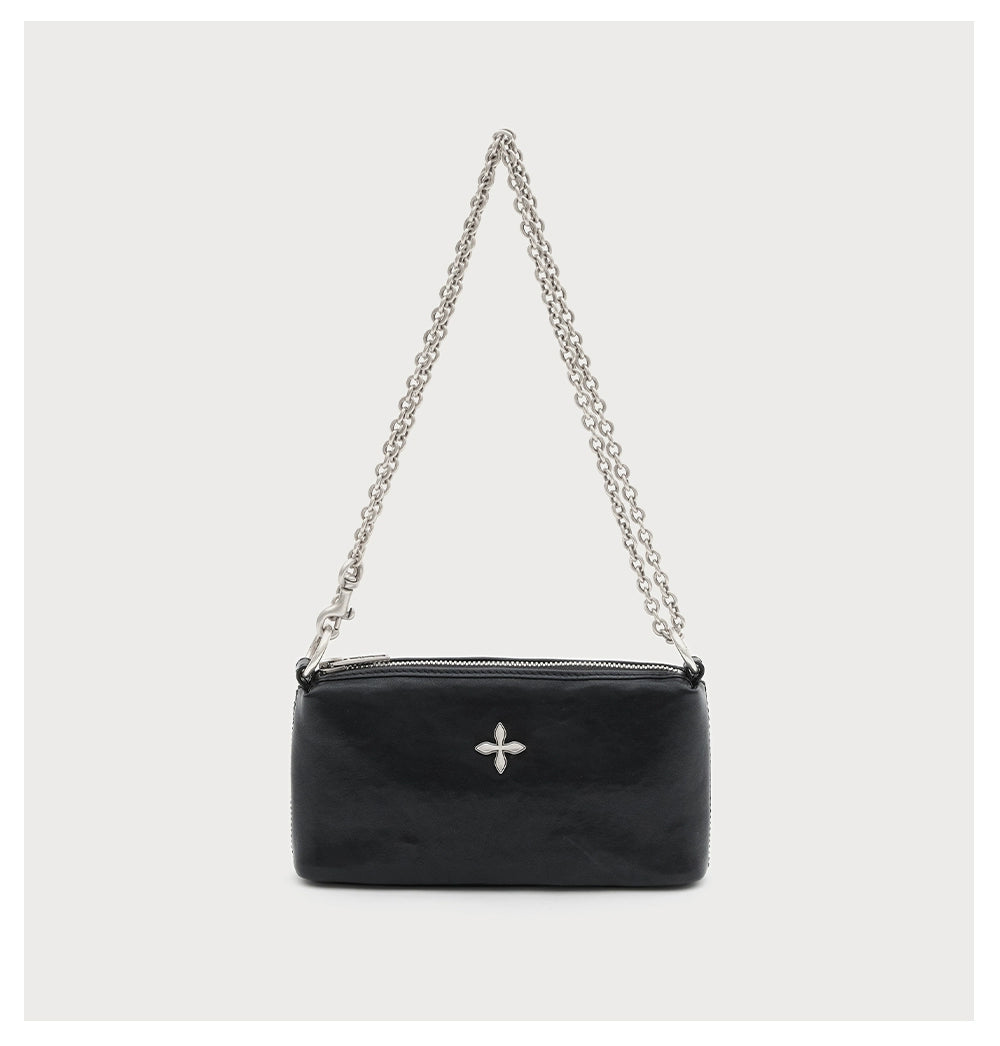 Cross Emblem Leather Chain Bag - Small