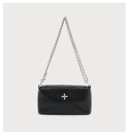 Cross Emblem Leather Chain Bag - Small