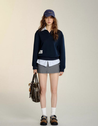 Navy Blue Aux Two-piece Sweatshirt