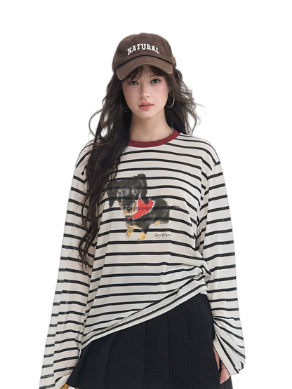 Lyocell Striped Puppy T-Shirt