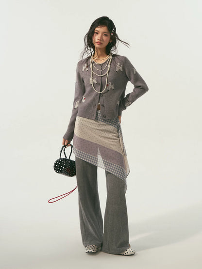 Scarf-Inspired Puppy Jacquard Knit Cardigan