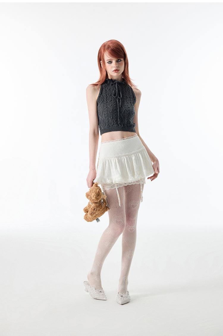 (Final Sale) Knitted ”Rose“ Sleeveless Top - CHINASQUAD