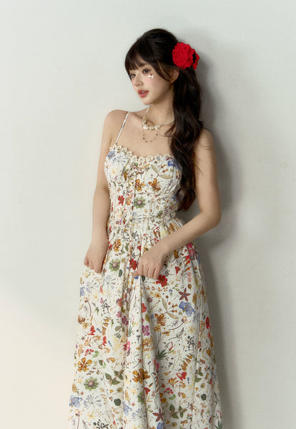 French-style Suspender Spring Floral Dress