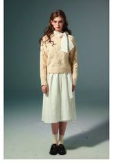 Beige Vintage Knitted Hollow-out Sweater - CHINASQUAD