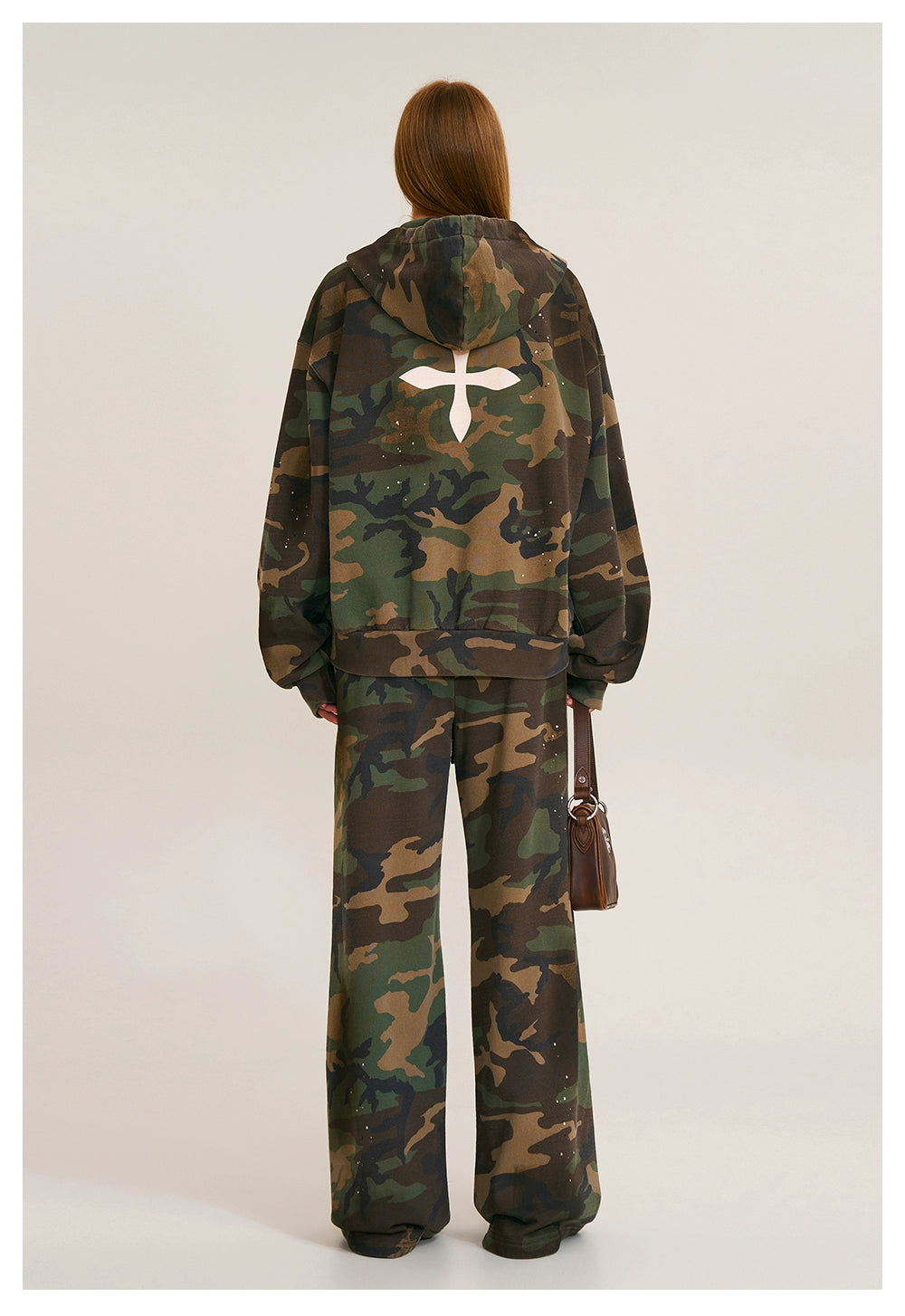 Cross Emblem Oversized Zip-up Hoodie
