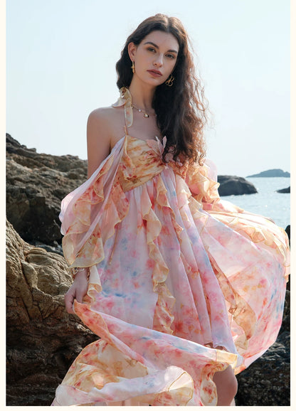 Layered Halter Maxi Dress