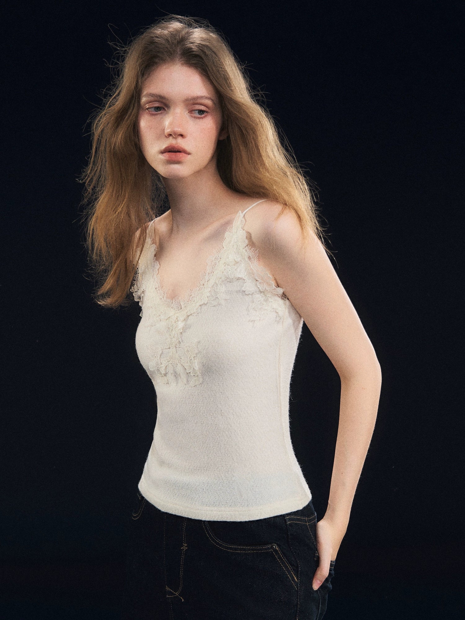 Textured Velvet Lace Cami Vest