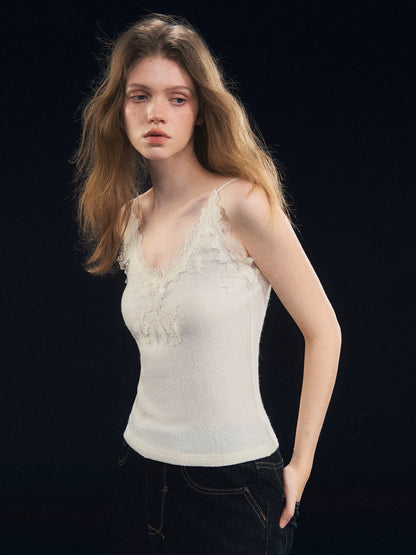 Textured Velvet Lace Cami Vest