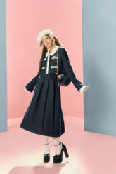 Doll collar college Jacket & Long Skirt Set - CHINASQUAD