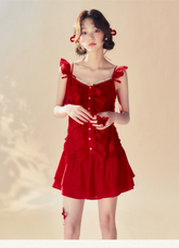 Red Spaghetti Strap Dress - CHINASQUAD