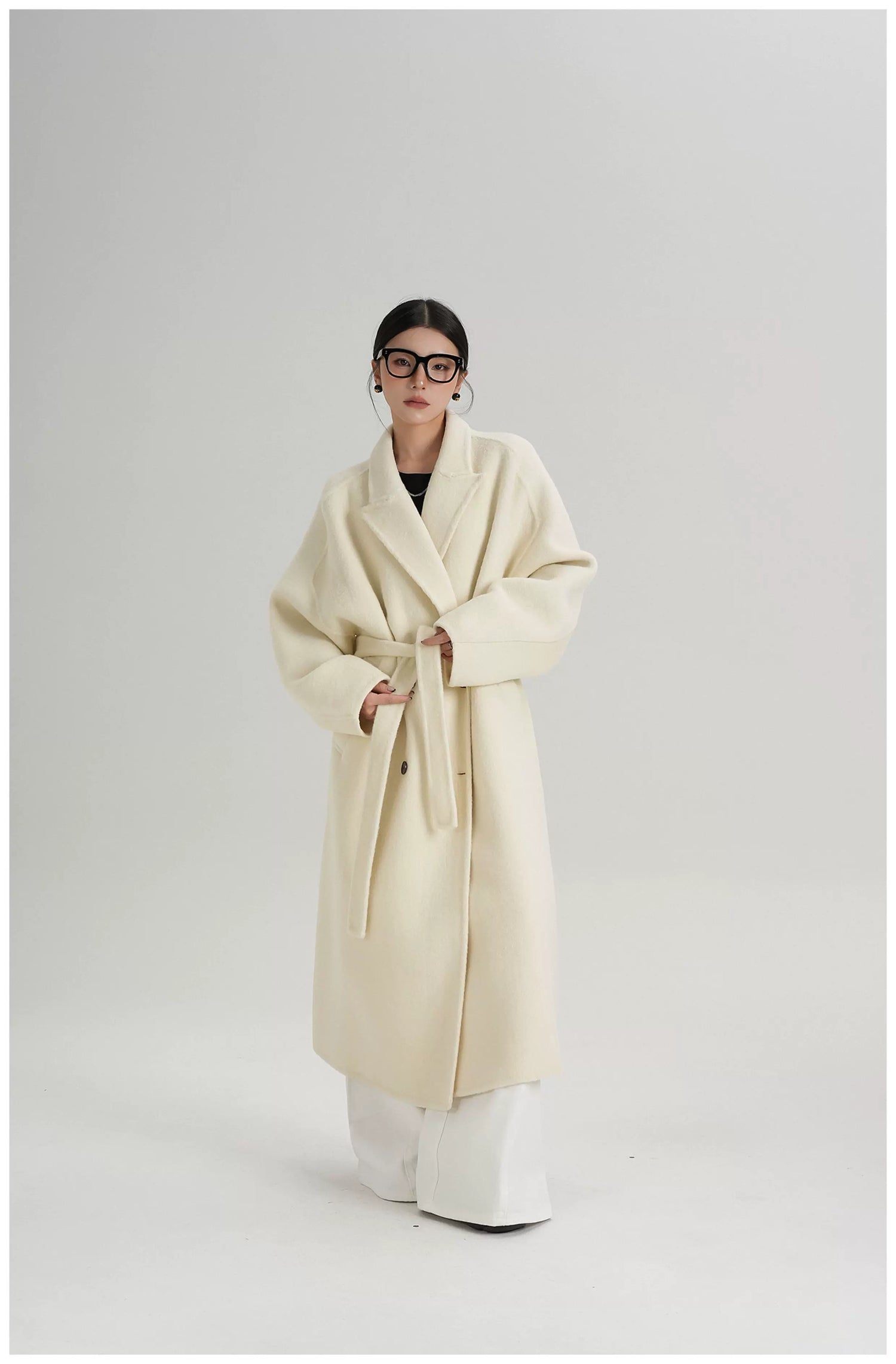 Tie-Belt Long Wool Coat