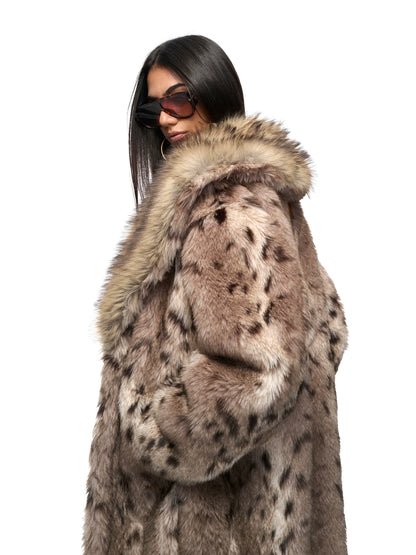 Leopard-Print Eco-Fur Coat