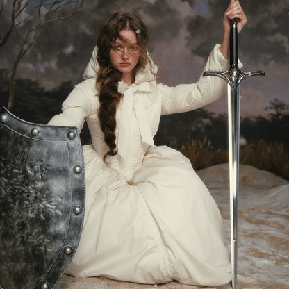 French Tailored Long Black Down Coat