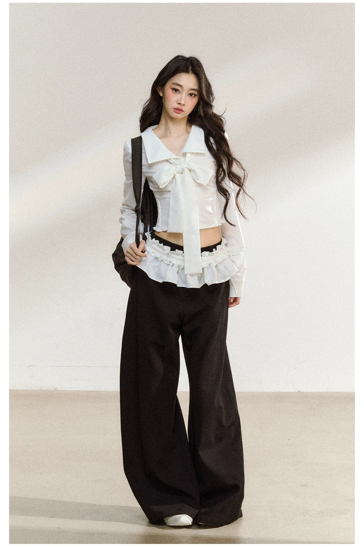 Black Relaxed Straight-Leg Trousers