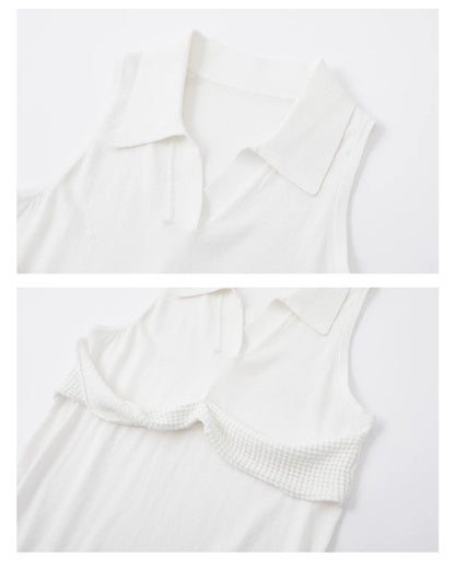 Twist-Knot Polo Neck Sleeveless Top