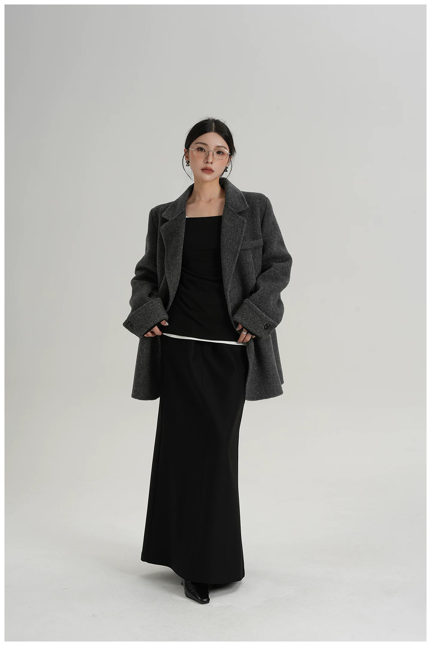 Mid-Length Double-Faced Wool Blazer