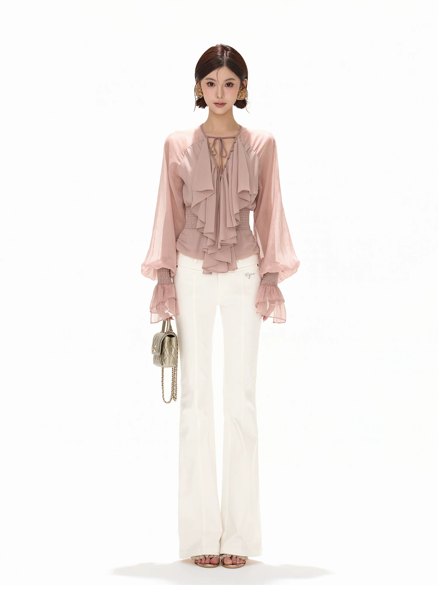 Luminous Nouveau Ruffle Chiffon Blouse